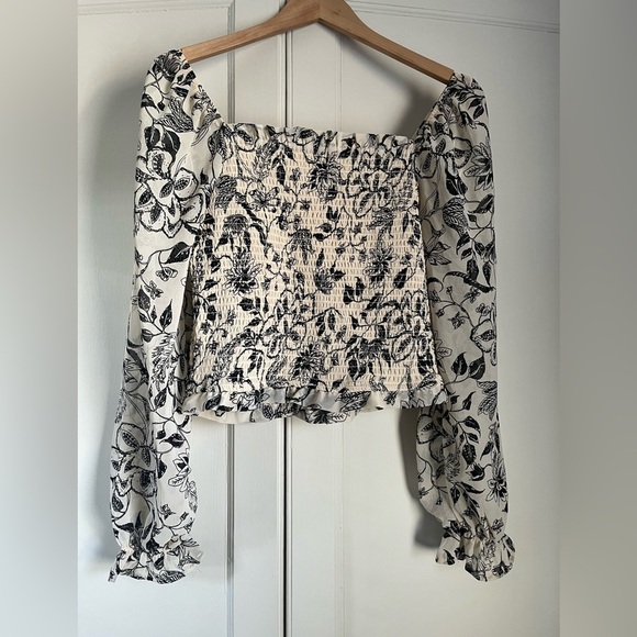 Japna Boho Floral Smocked Long Sleeve Blouse - Picture 2 of 4